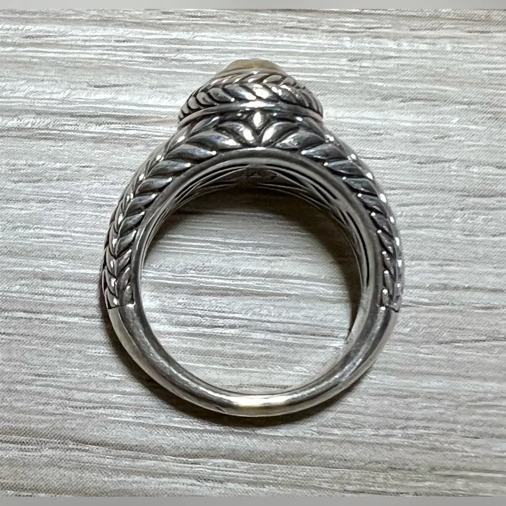 Designer JAI John Hardy Sterling Silver/14 K Gold Basket Weave Ring, Size 5 - Picture 5 of 8
